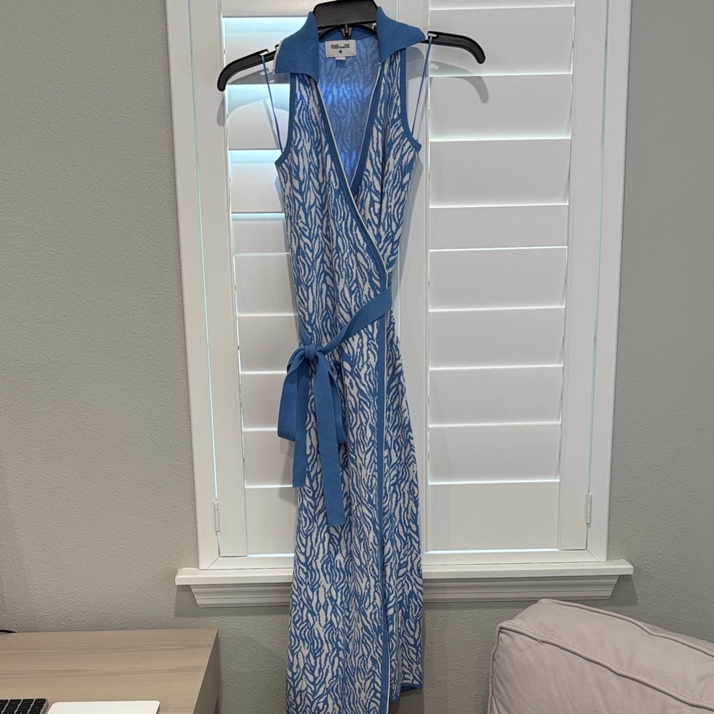 Diane Von Furstenberg (Target) Blue and White Patterned Maxi Dress